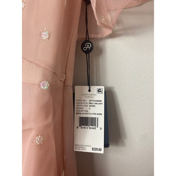 NWT ADRIANNA PAPELL DRESS GOWN 4 PINK FORMAL EVENING WEDDING GUEST BRIDESMAID - Picture 5 of 16